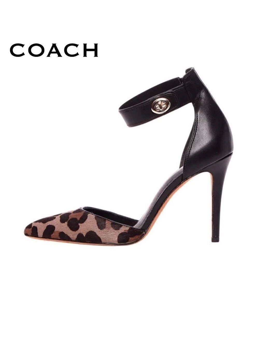 New Coach Houston Ocelot Calf Hair Calfskin Heels